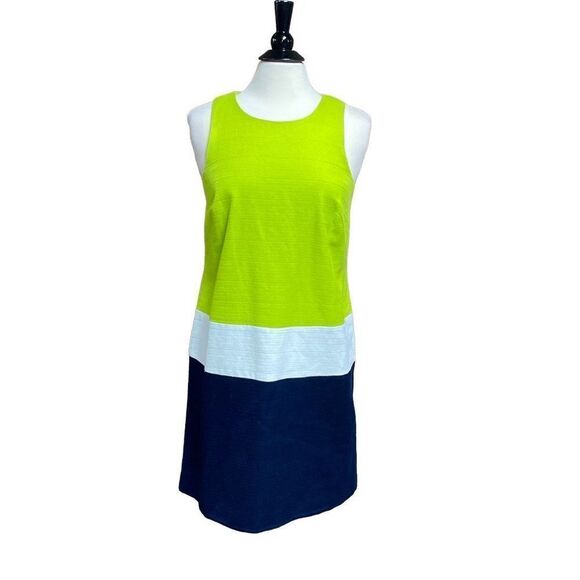 Crown & Ivy Green & Navy Sheath Sleeveless Dress Size 10 NEW - Picture 1 of 5
